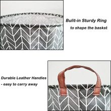 Tsingree Collapsible Laundry Hamper, Round Cotton Linen Laundry Basket