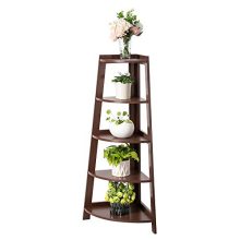 Binrrio Corner Shelf, Industrial Style Corner Storage Rack Plant Stand Wood