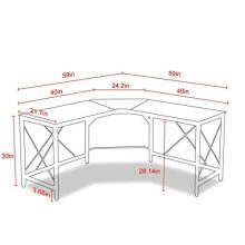 Mr IRONSTONE L-Shaped Desk 59" Computer Corner Desk, Home Gaming Desk