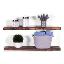 DAKODA LOVE 36" x 8" Rugged Distressed Solid Wood Floating Shelves