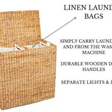 BIRDROCK HOME Water Hyacinth Laundry Hamper Divided Interior (Natural)