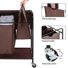 JinaMart Brown Heavy Duty Laundry Sorter with Ironing Board 3 Bag Laundry