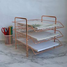 LUCYCAZ 3 Tiers Stackable Document Letter Tray Desk Organizer Desktop Paper File