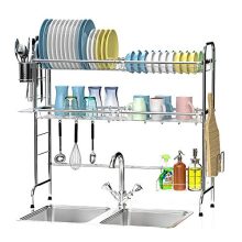 Over The Sink Dish Rack, Ace Teah Large Dish Drying Rack with Utensil Holder Hooks