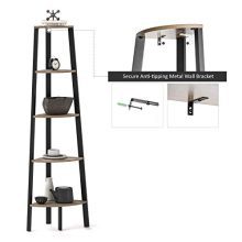 Ballucci Industrial Corner Shelf, 5-Tier Ladder Bookcase, Storage Rack
