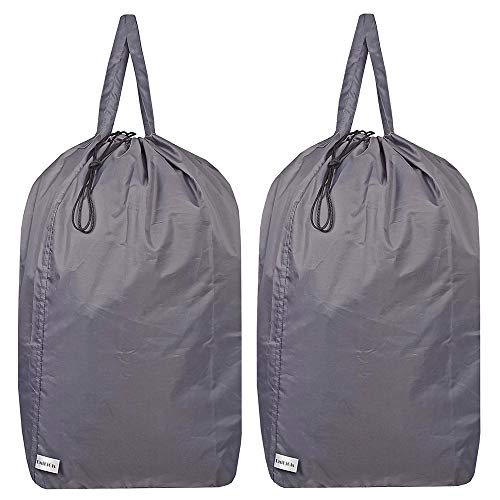 UniLiGis Tear Proof Nylon Laundry Bag with Handles (2 Pack),Travel Laundry Bag with Drawstring Closure,Dirty Clothes Bag Fit Most Laundry Hamper or Basket,27.5x34.5 in,Grey