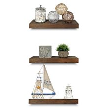 Rustic Farmhouse 3 Tier Floating Wood Shelf - Real Hardwood Floating Wall Shelves