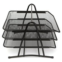 CAVEEN 3 Trays Desktop Document Letter Tray Organizer Metal Mesh File Holder