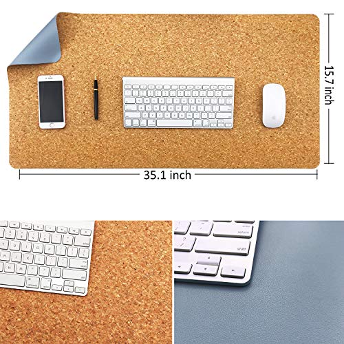 Aothia Eco-Friendly Natural Cork & Leather Double-Sided Office Desk Mat