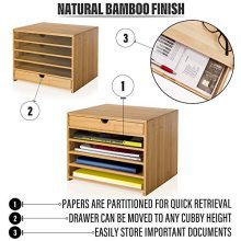 Prosumer's Choice Bamboo Four Cubby Paper Letter Tray Organizer