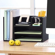FITUEYES Black Wood Desk Organizer Workspace Organizers
