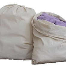HomeLabels Cotton Laundry Bag - 2 Pack, Natural, 30"x 40" - Commercial Grade 100% Cotton, Designed for Heavy Duty Use, College Laundry Bags, Laundromat and Household Storage - Grey