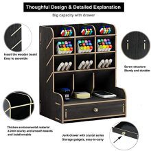 Marbrasse Wooden Desk Organizer, Multi-Functional DIY Pen Holder Box