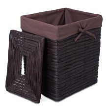 BIRDROCK HOME Rustic Woven Wood Peel Laundry Hamper with Lid