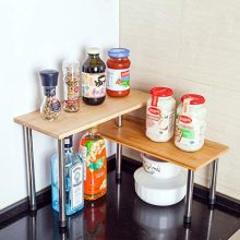 SooMe Corner Shelf Rack Kitchen Counter Top Cabinet Organizer 2 Tier