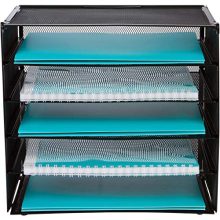 Desk Organizer Tray - Letter Tray in Black Metal Mesh for Organizing Files