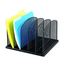 Safco Products Onyx Mesh 5 Sort Vertical Desktop Organizer , Black Powder Coat