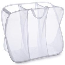Three Compartment Popup Hamper - Durable Mesh Material, Folds for Storage
