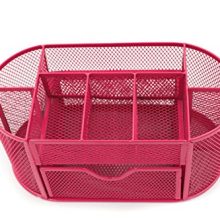 Mesh Desk Organizer Office Supply Caddy Drawer with Pen Holder Collection Pink