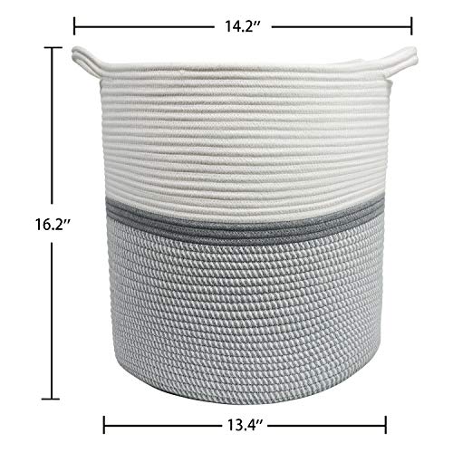 Goodpick Large Cotton Rope Basket 14.2'' x 13.4'' x 16.2'' -Baby Laundry Basket