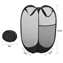 Mesh Laundry Basket Collapsible, 2pcs Pop Up Mesh Hamper With Side Pocket