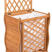 BIRDROCK HOME Wave Bamboo Laundry Hamper with Lid and Cloth Liner - Easily Transport Laundry Basket - Trellis Bamboo Laundry Basket - Spa Natural Hamper