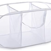 Popup Laundry Basket, Three Compartments - Durable Mesh Material