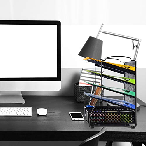 Bextsware 5-Tier Mesh Desktop Organizer File Folder with Sorters Basket