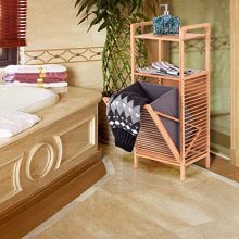 Giantex Bamboo Laundry Hamper Tilt-Out with Shelf & Removable Liner