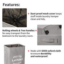 WOWLIVE Large Rolling Laundry Hamper with Wheels Collapsible Laundry Basket