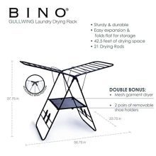 BINO Gullwing Collapsing Foldable Laundry Drying Rack, Black