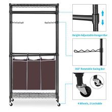alvorog Garment Rack Rolling Laundry Sorter Cart Heavy-Duty Sorting Hamper