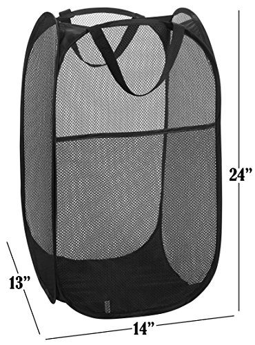 Mesh Popup Laundry Hamper - Portable, Durable Handles, Collapsible for Storage
