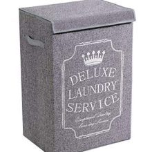 YOUDENOVA Grey Laundry Hamper with Lid, XL High Capacity Laundry Basket