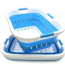 SAMMART Set of 2 Collapsible 3 Handled Plastic Laundry Basket