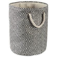 DII Geo Diamond Woven Paper Laundry Hamper or Storage Bin, Small Round, Black
