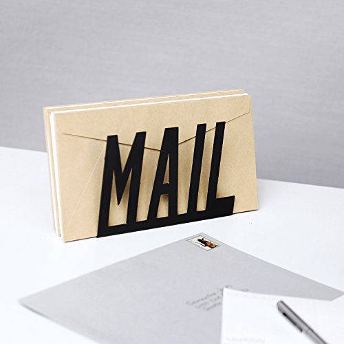 MyGift Black Metal Desktop Cutout Mail Letter Holder