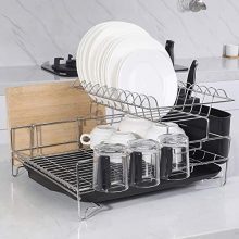 ADDMIRRE Sturdy 2 Tier Large Capacity Stainless Steel Dish Drying Rack