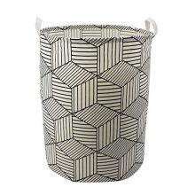 Mziart 19.7" Large Geometric Printed Foldable Laundry Hamper Bag Laundry Basket Sorter, Canvas Fabric Storage Basket Bin Home Organizer Containers for Nursery Baby Kids Toys (White Diamond)