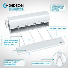 Gideon Retractable Tension Clothesline with 4 Built-in Hanging Hooks