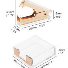 Clear Acrylic Gold Self-Stick Note Cube Holders | Staple Removers Set