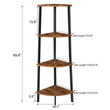 Itaar 4-Tier Corner Shelf, Industrial Corner Bookshelf, Corner Storage Rack