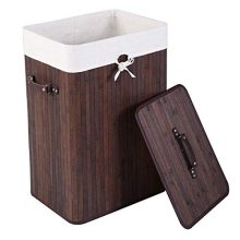 JYUAN Bamboo Laundry Hamper Folding Storage Laundry Basket Dirty Clothes