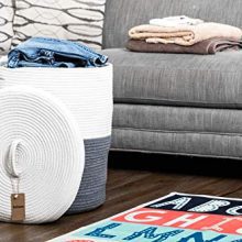 Large Laundry Basket with Lid, Tall Laundry Hamper with Lid, Cotton Rope Basket