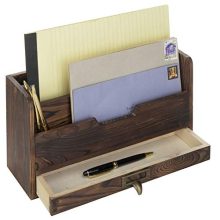MyGift 3-Tier Coffee Brown Wood Office Desk File Organizer Mail Sorter