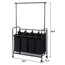 JKRED Heavy-Duty Trolley Type 4-Bag Rolling Laundry Sorter