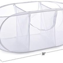 Popup Laundry Basket, Three Compartments - Durable Mesh Material
