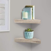 AHDECOR Rustic Wood Corner Wall Shelves, Wall Mounted Floating Corner