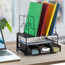 Bextsware 2-Tier Mesh Desktop Organizer File Folder with Sliding Drawer