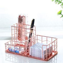 Nugorise Rose Gold Sticky Note Plus Pen Holder Metal Desk Organizer Accessories